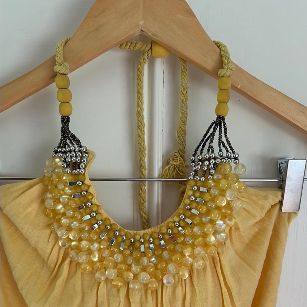 Yellow Beaded Halter Top - Picture 2 of 3